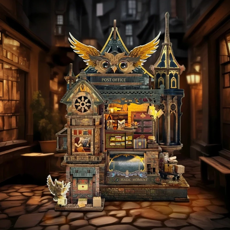 Miniatur Haus Bausatz - Owl Post Office | DIY 3D-Holzpuzzle - Image 3